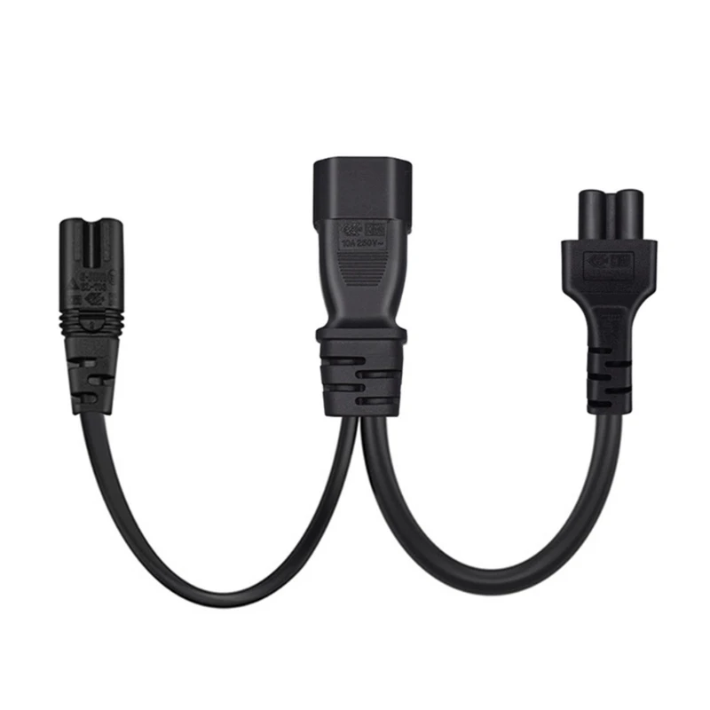 IEC320 C14 to IEC320 C5+IEC320 C7 AC-Power Adapter Cable, 3 Terminals Male to Female Power Connector Cord Wire