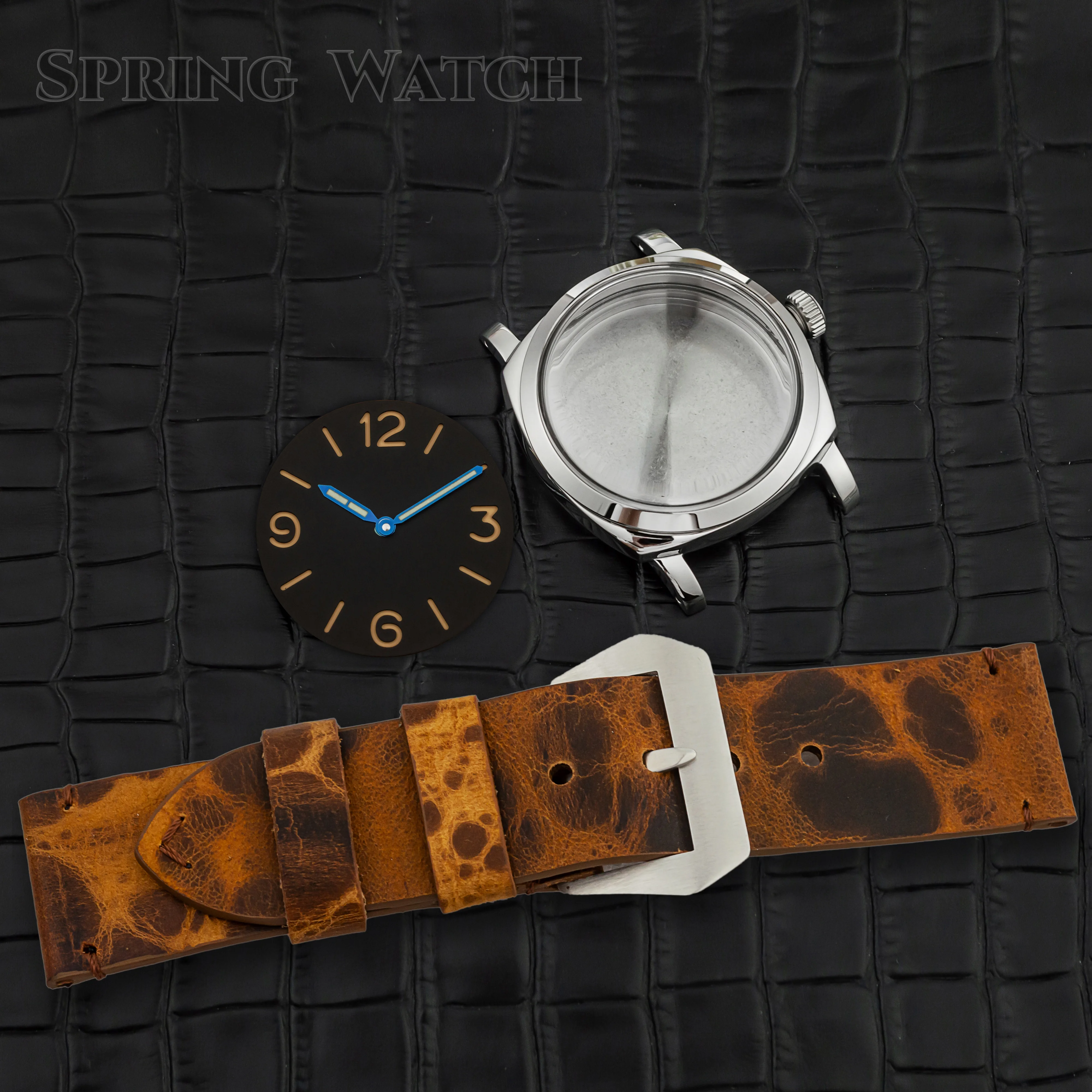 Arcylic Bubble Mirror 47mm Watch Case Dial Needles for PAM 6154 Mod Parts Stainless Steel Case fit ETA 6497/6498/ST3600 Movement