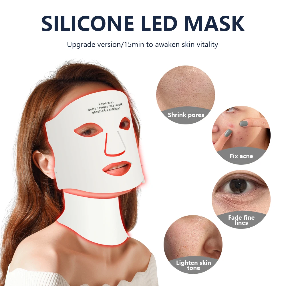 Maschera LED in Silicone per il viso regolazione multifunzionale per promuovere la rigenerazione delle cellule e sbiadire le rughe strumento di bellezza per la casa