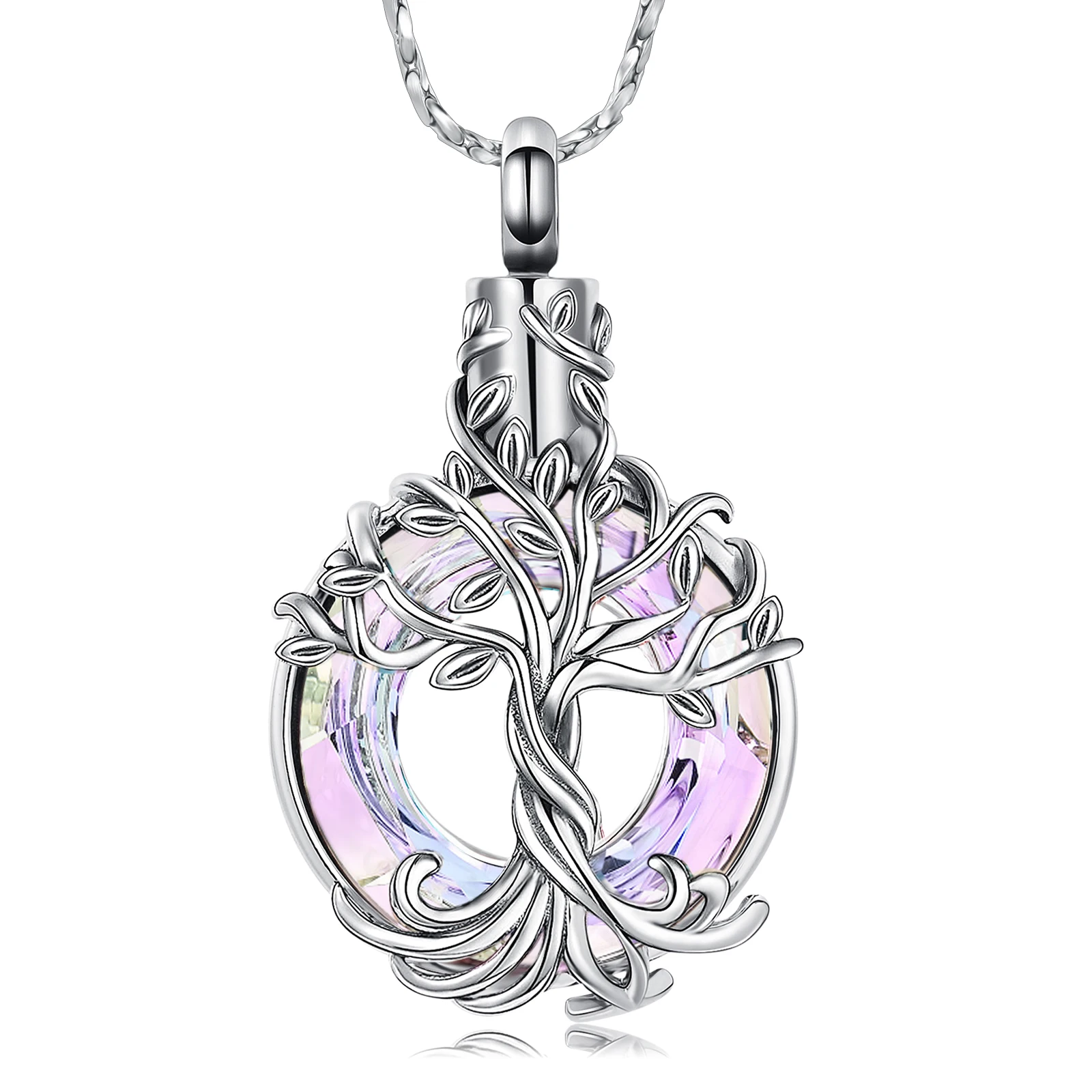 

Elegant Urn Necklace Tree of Life Loop Shape Pendant Symbolizing Eternity Pet Ashes Holder Stainless Steel For Women Jewelry