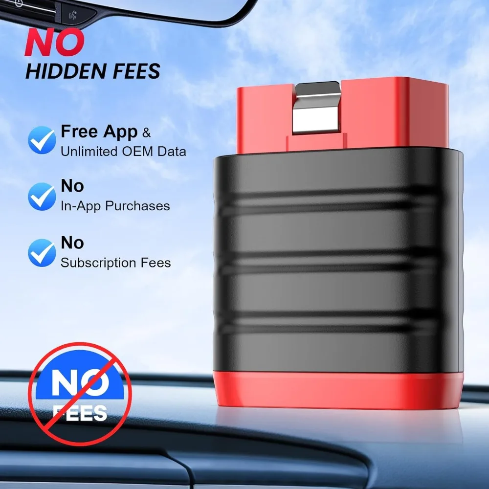 Scanner Bluetooth OBD2 para iOS e Android, ferramenta de diagnóstico de carro de sistema completo, verificação do leitor de código de luz do motor