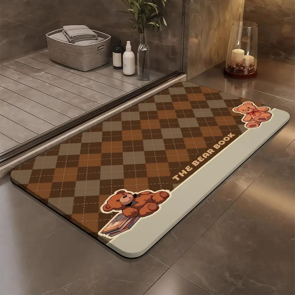 

Little Bear Floor Mat Bathroom Soft Diatomaceous Mud Floor Mat, Bathroom Absorbent Foot Mat, Toilet Sink, Bedroom Mat, Carpet