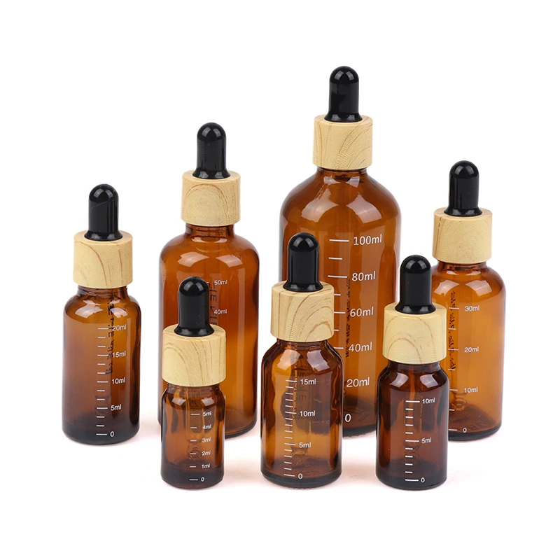 Bottiglia per pipetta liquida Bottiglie riutilizzabili Bottiglie contagocce da viaggio da 5 ml-100 ml con reagente in scala Goccia per gli occhi Aromaterapia in vetro ambrato