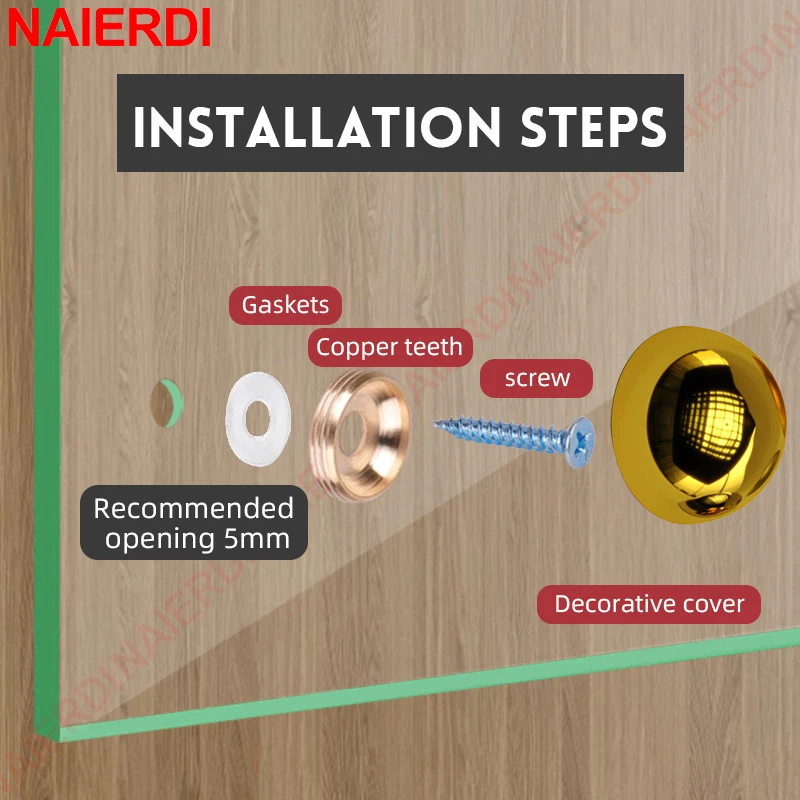 NAIERDI 4 Sets Stainless Steel Mirror Screws Billboard Decorative Screws with Caps Cover Nails Standoff Screws Glass Hardware