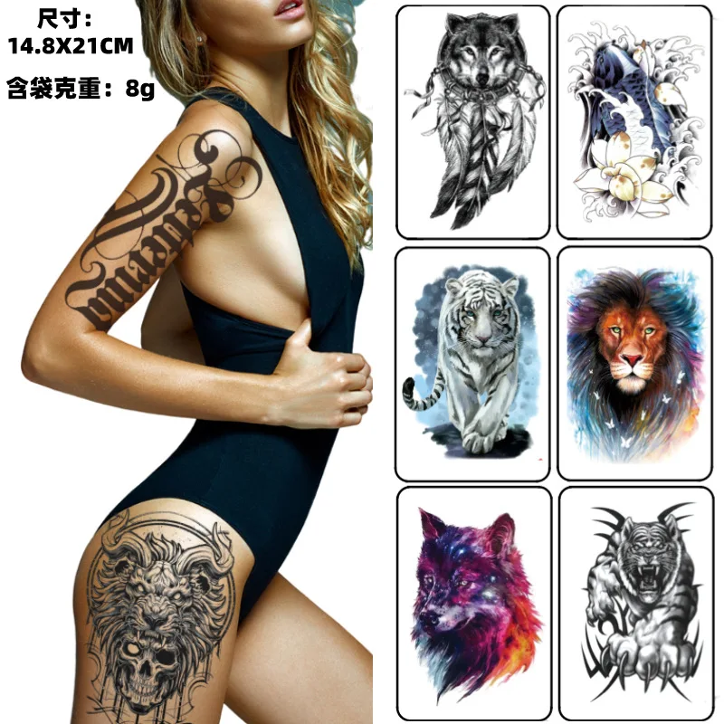 

Guan Gong Sticker Owl Painted Flower Arm Temporary Tattoo Wolf Half Arm Tattoo Sticker Disposable