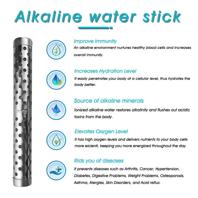 1185 Alkaline pH Water Filter Portable Hydrogen Mineral Purifier ORP Stones FIR stones Negative Stones