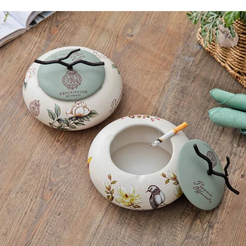 American Living Room Home Cigar Ashtray with Cover Study Office Ceramic Ornaments Decoration Accessories