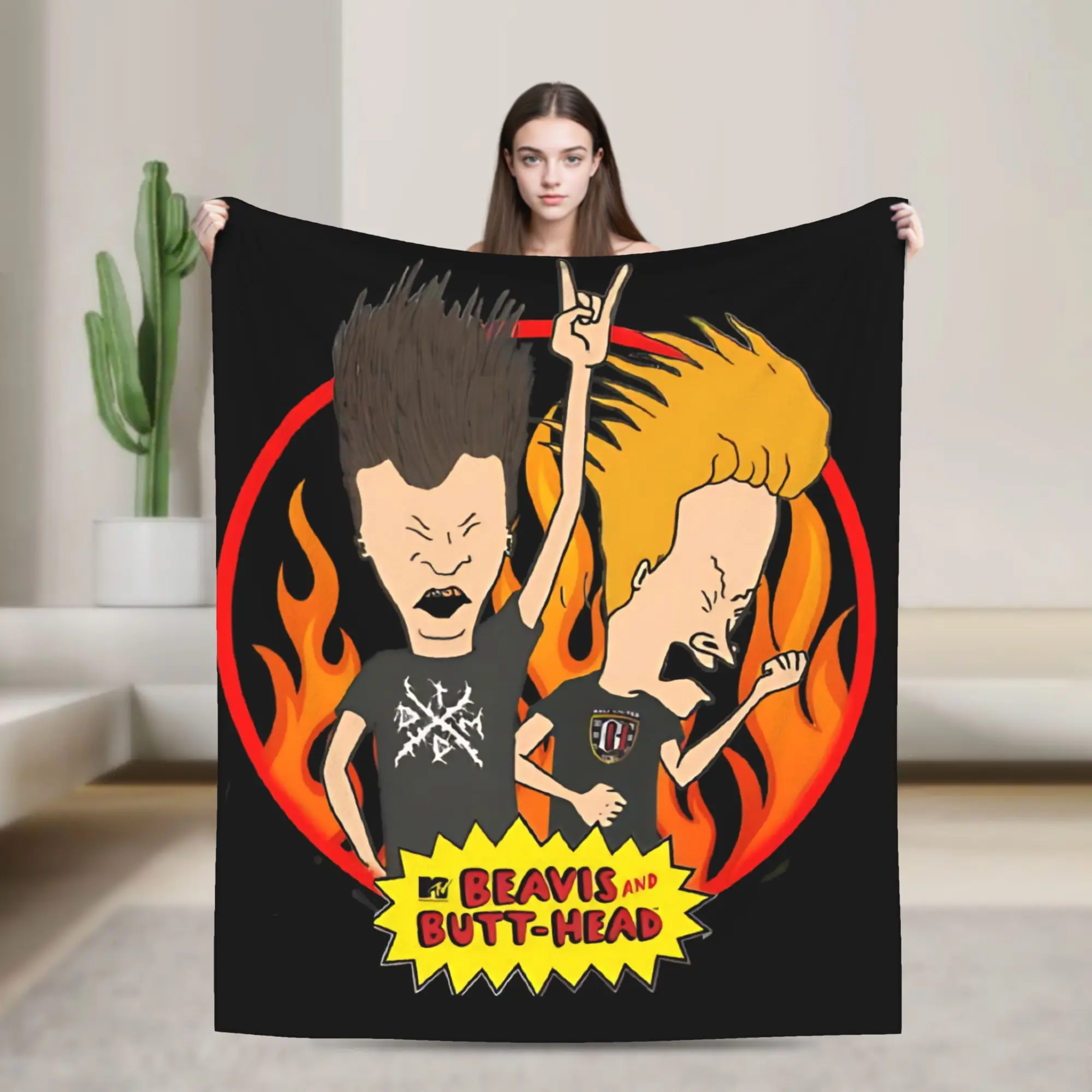 

Cartoon Beavis and butthead Blankets Velvet Spring/Autumn Breathable Warm Throw Blanket for Bedding Couch Rug Piece