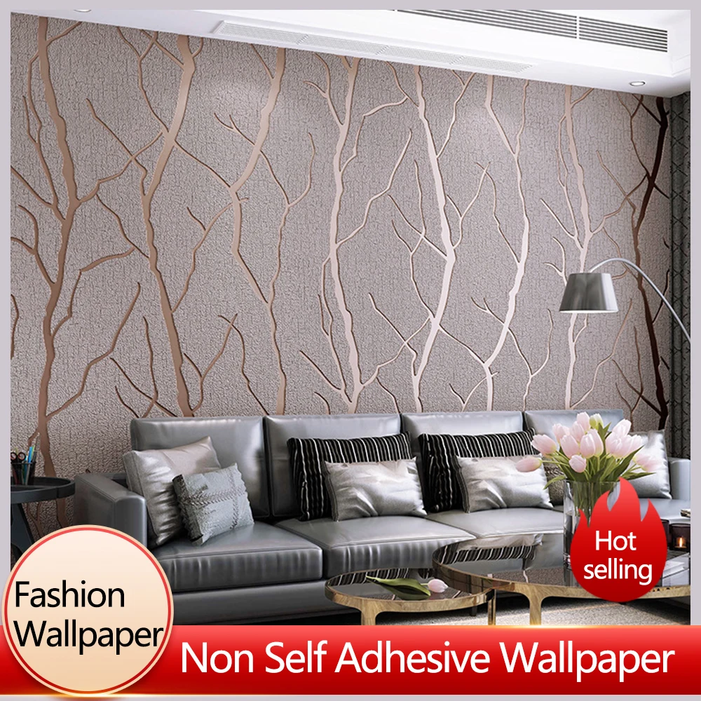 

1Roll Modern Minimalist lines Deer Skin Velvet 3D Wallpaper Thickened Non Woven Fabric Living Room High Quality Wallpapers