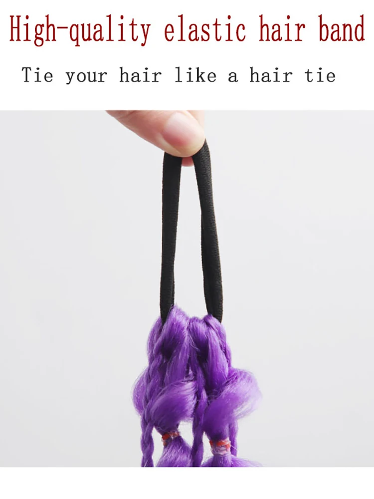 1PC Colorful gradient lantern bubble ponytail fashionable women's street style long hand-braided ponytail wig