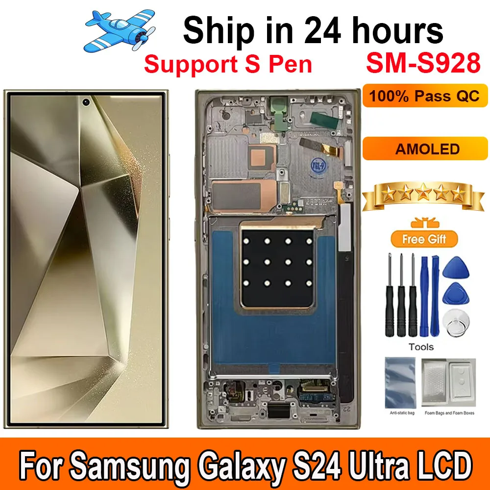 

Screen 6.67‘‘AMOLED For Samsung Galaxy S24 Ultra LCD Display Touch With Frame Display Replacement Support S Pen Fingerprin S928