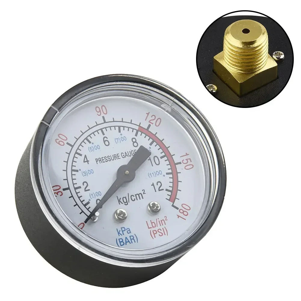 Manomètre pour Compresseur d'Air, Précision pour Mesure de Pression d'Air, Filetage 1/4, Filetage 1/4, 50mm, 0-180PSI, 0-12Bar