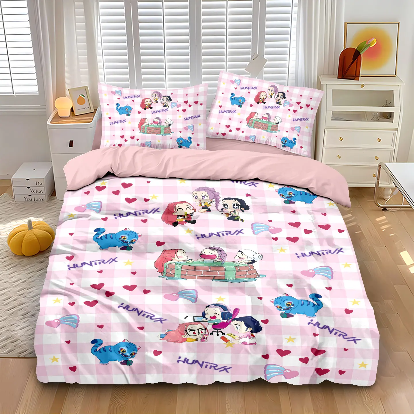 3-teiliges Steppdecken-Set mit Hexenjagd-Kpop-Aufdruck und weichen Schlafzimmer- und Schlafsaaldekorationen in mehreren Größen