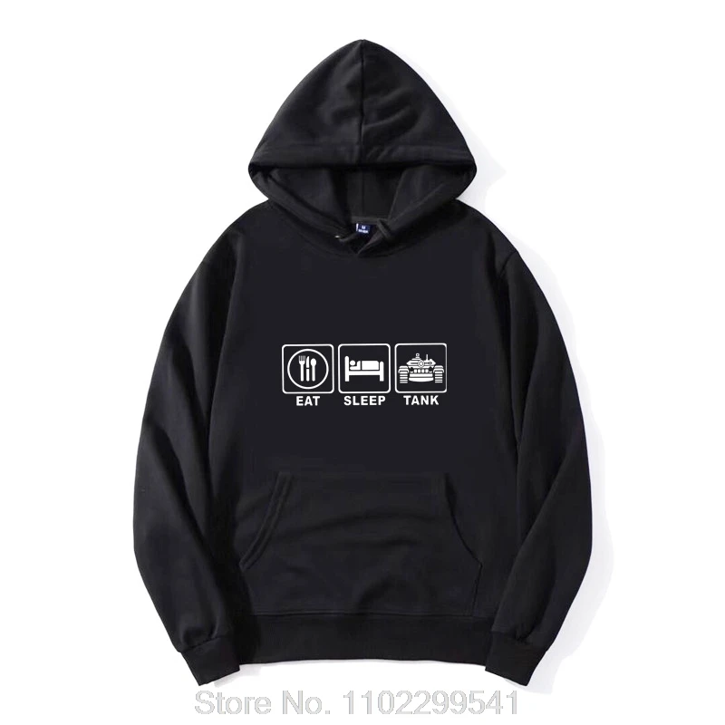 

World Of Tanks Classic Game Armored Tank EAT SLEEP TANK Hoodie Classic Graphic Hoody Cotton Sweatshirt Harajuku Streetwear