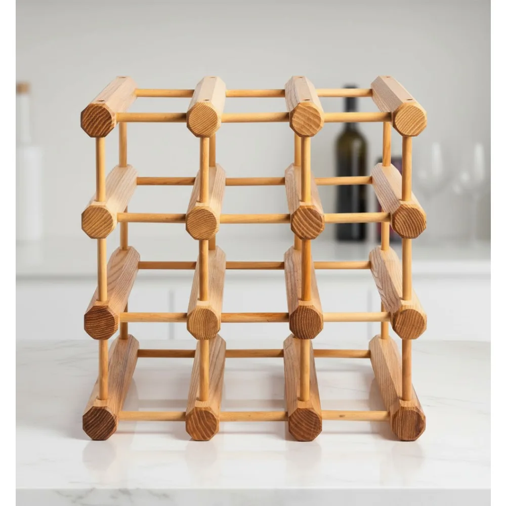 

Штабелируемый деревянный держатель для винной стойки, модульное хранилище на 12 бутылок для домашнего бара, отделка из ясеня