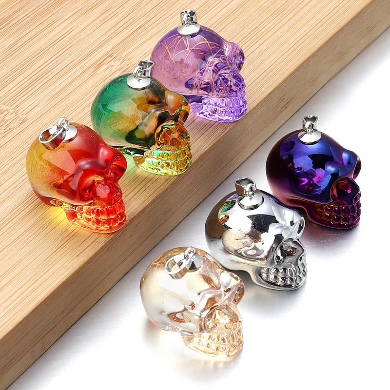 One Piece Punk Lampwork Skull Pendants Multicolour Skeleton Pendant Charms Necklace Statement For Men Male Jewelry Accessories