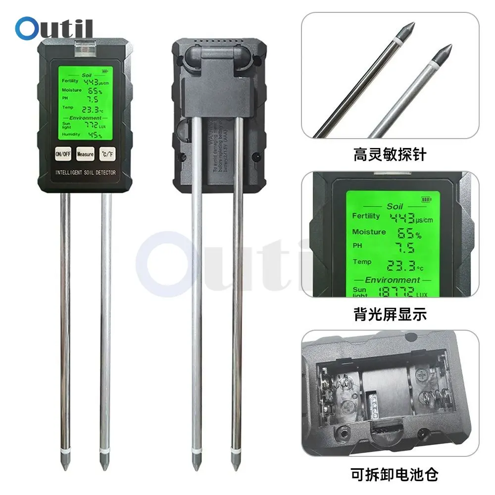 Imagem -06 - Precisão Umidade Fertilidade Tester Solo ph Temp Luz Solar Jardinagem Doméstica Bonsai Ferramenta de Plantio em Alta