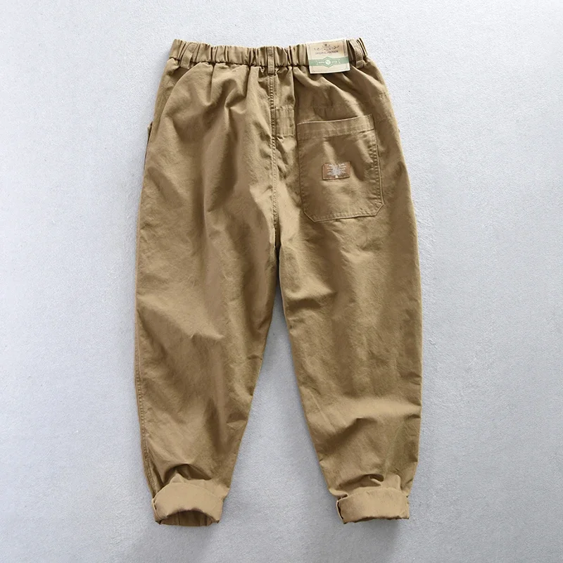 Spring Autumn New 100% Cotton Retro Cargo Pants for Men Clothing Loose Daily Joggers Men Trousers AZ630