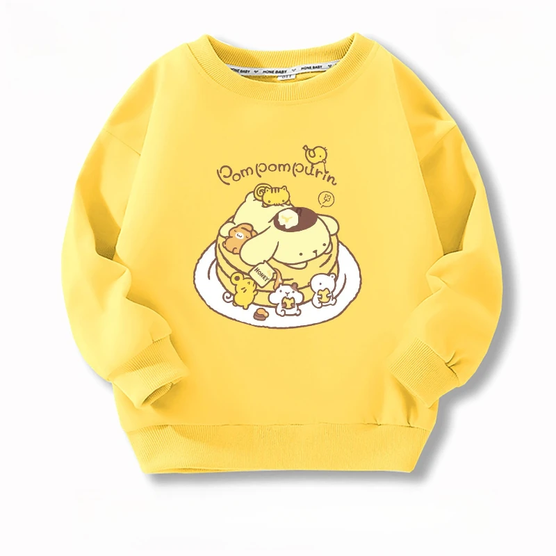 Baby Girls 100% Cotton Clothes Top Kid Pompompurin Printed Pullover Children  Autumn Fashion Long Sleeve T-shrits Boy Clothes