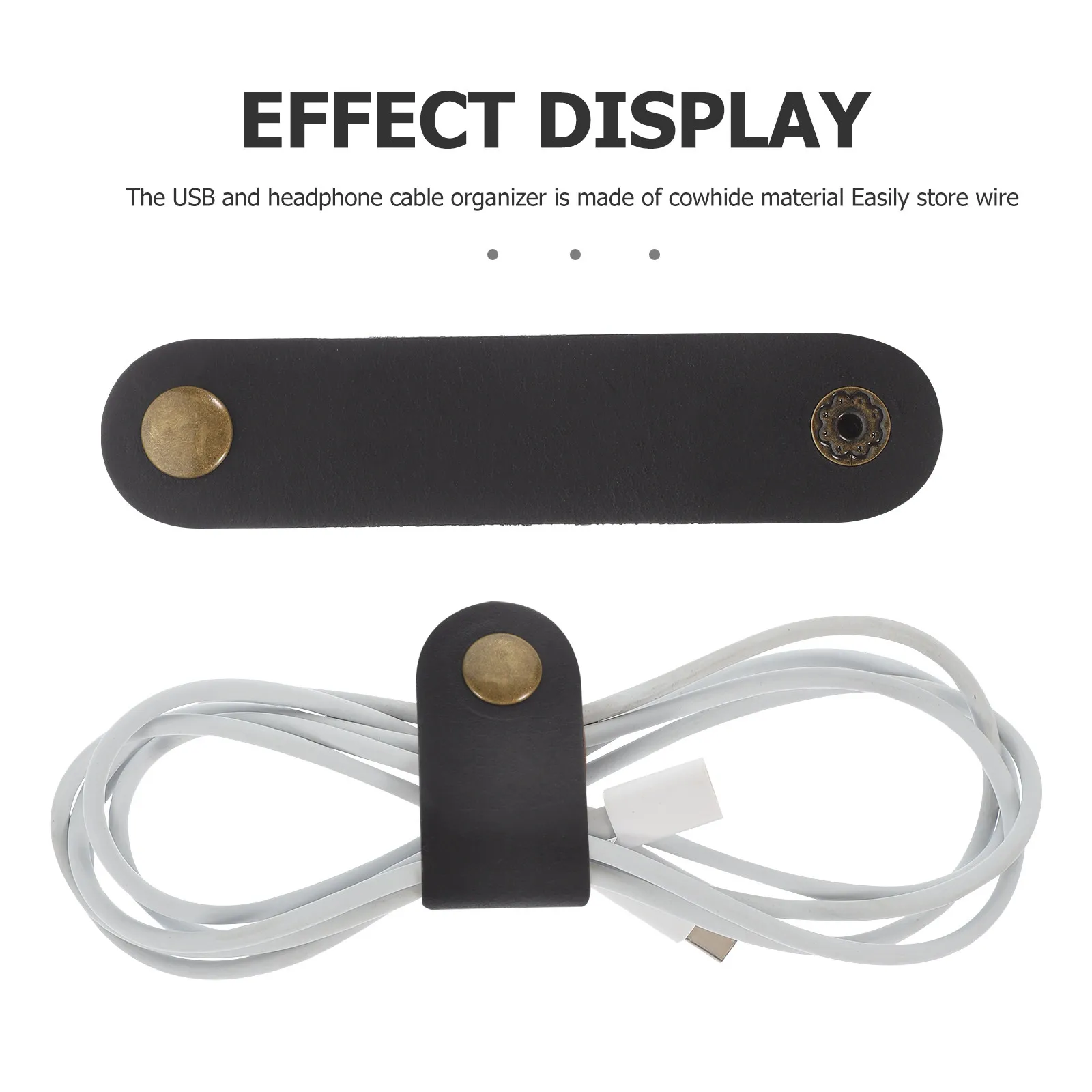 5Pcs Premium Cowhide Cord Organizer Strap for Charging Cords USB Headphone Wires Tight Fit Cable Management Reusable