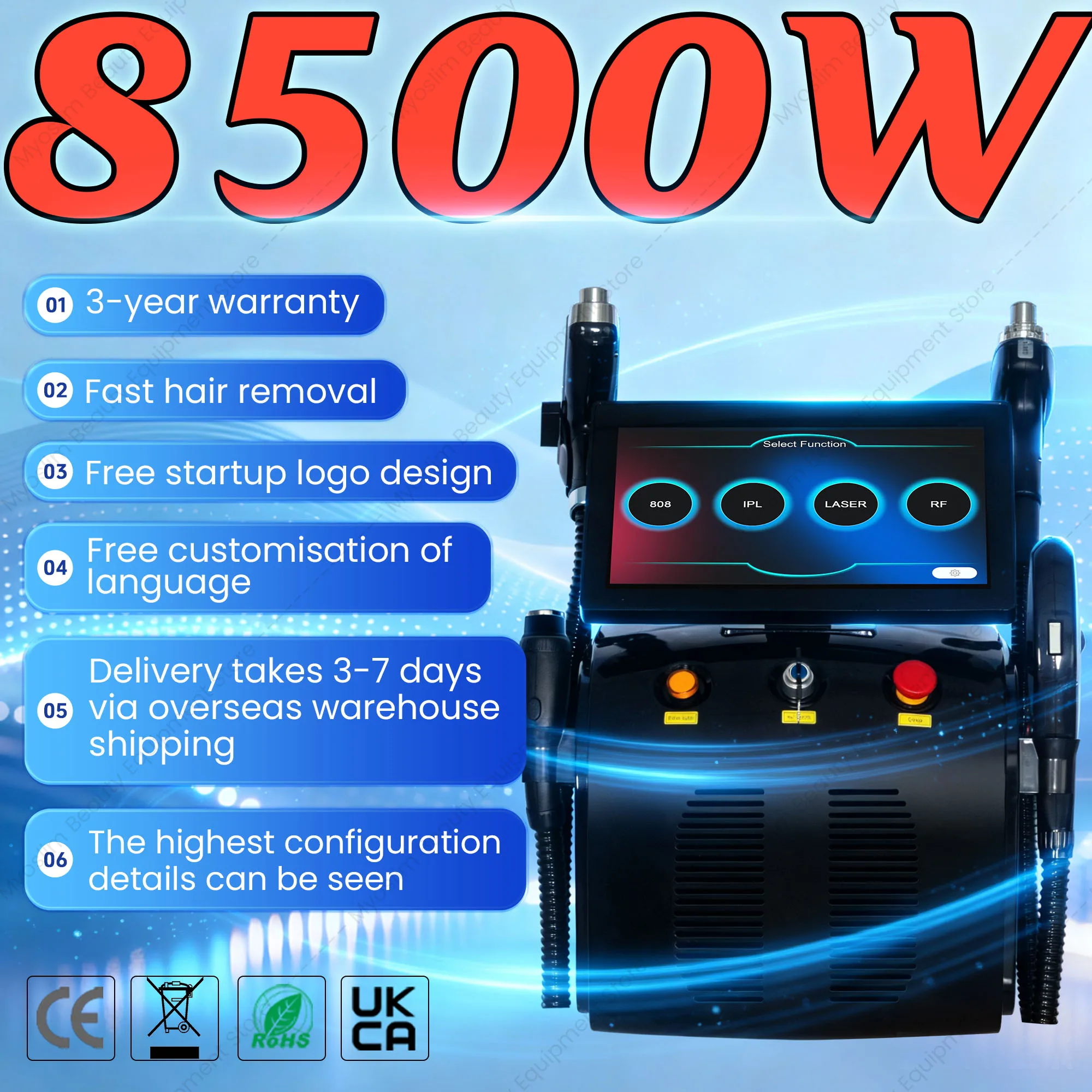 4 in 1 4000W Soprano Titanium Ice Platinum Diode 755 808 1064nm 4 Wavelength ND:YAG Laser Painless Hair Removal Machine