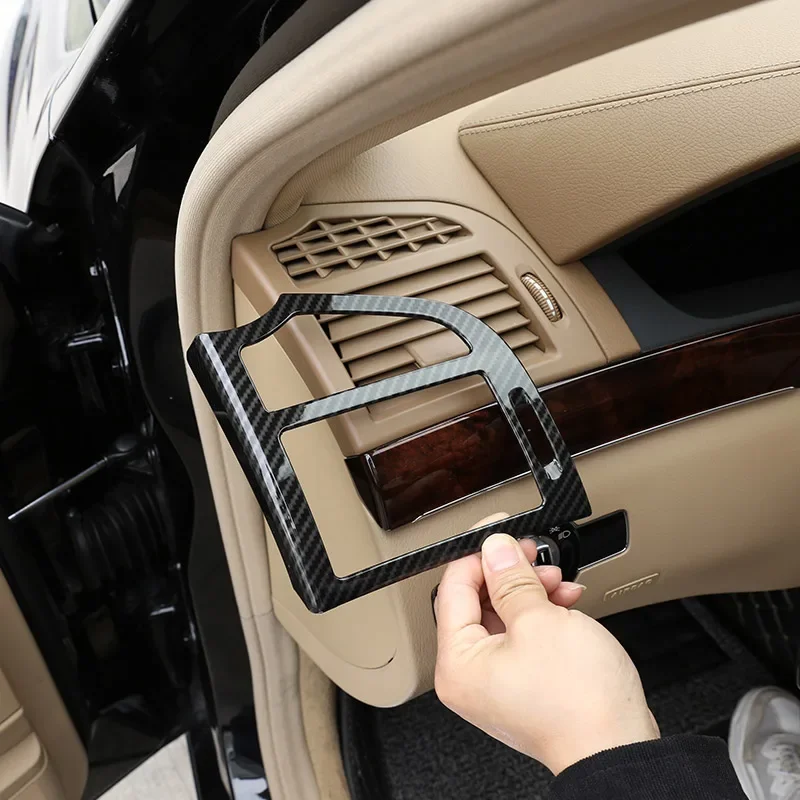 

ABS серебристый/углерод для Mercedes Benz S Class W221 2008-2013, центральная приборная панель автомобиля, боковая панель воздуховыпускного отверстия, наклейки, автомобильные аксессуары