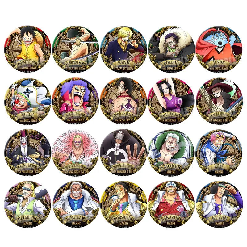 

One Piece Anime Badge Pin Ace Luffy Zoro Crocodile OP Pirate King Merchandise Collection Cosplay Accessories Gift for Fans