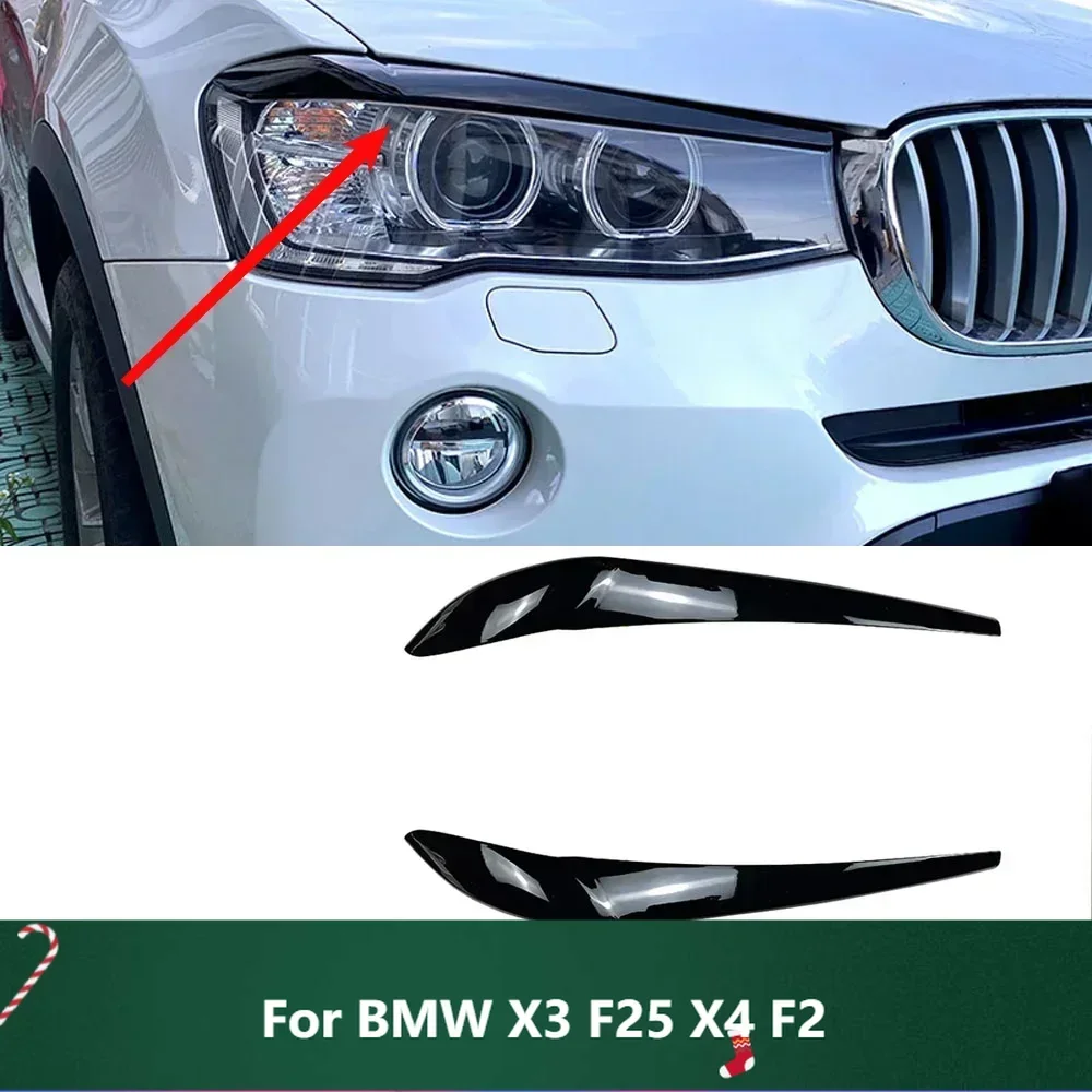 

New！Front Headlight Eyebrow Eyelid Lamp Light Eyebrows Sticker By High Quality ABS Gloss Black 2014 To 2017 For BMW X3 F25 X4 F2