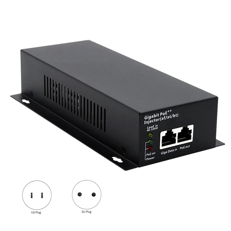 90W Hi-Power Gigabit POE ++ Injector (Af/At/Bt) แหล่งจ่ายไฟ POE สําหรับกล้อง IP AP