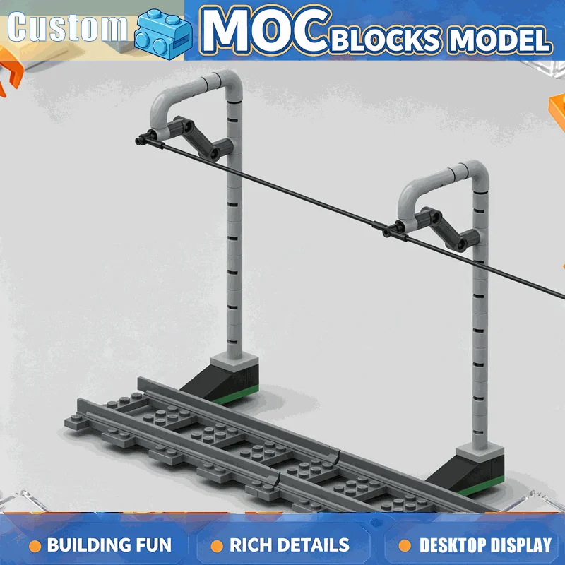 35PCS Railroad Overhead Wire Building Blocks Train Track Power Line Model DIY Assembly Toy Creative Railway Layout Display Gift