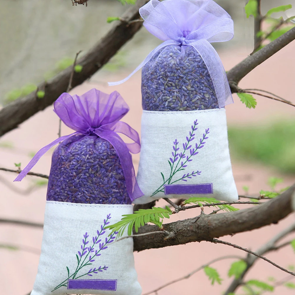 

15pcs Lavender Scented Sachets Cotton Aromatic Bags Portable Perfume Herbs Storage Durability Ribbon Tie Breathing Soft