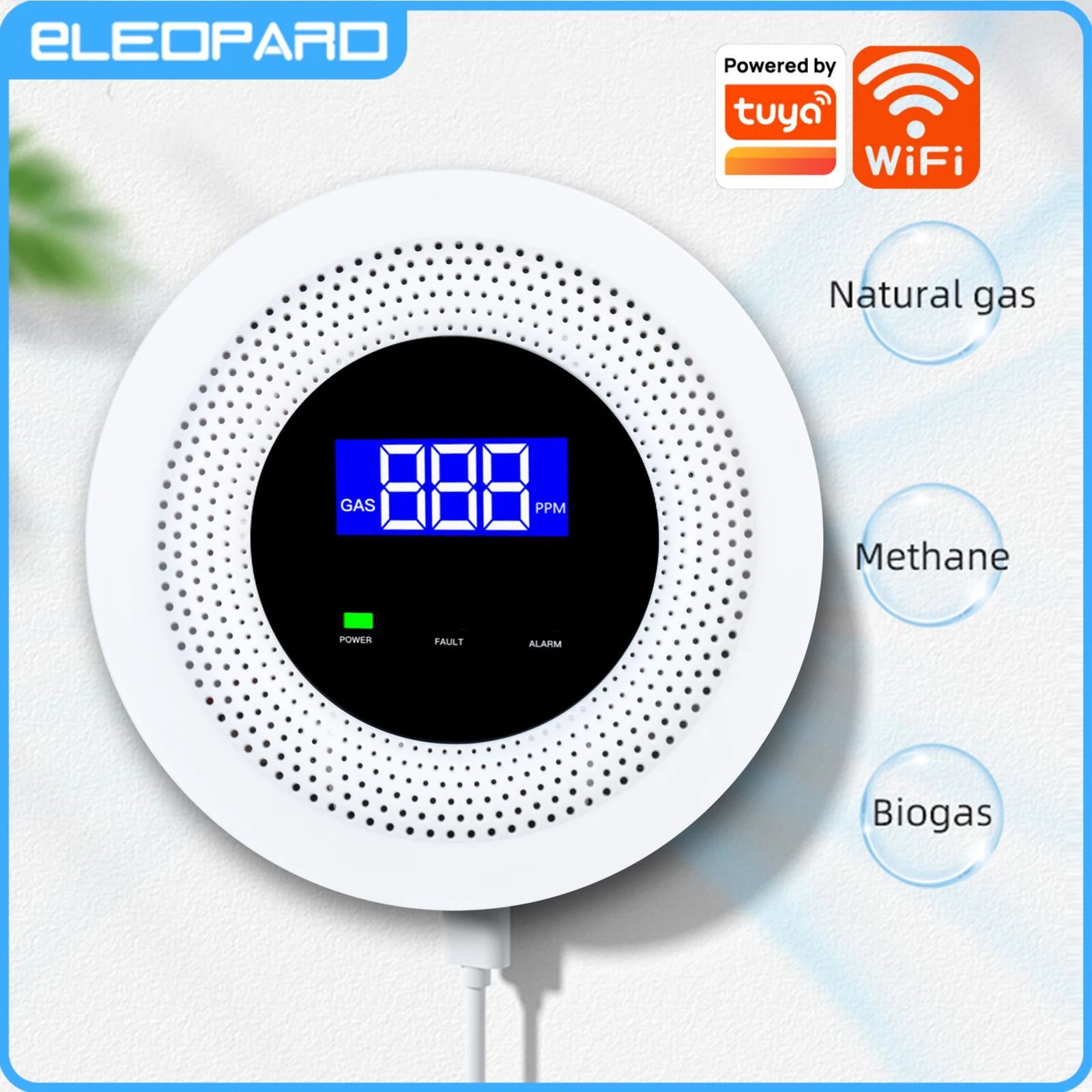 Eleopard Tuya WiFi Natural Gas Leakage Sensor Combustible Smart LPG Gas Leakage Detector Smart Life Security Protection Alarm