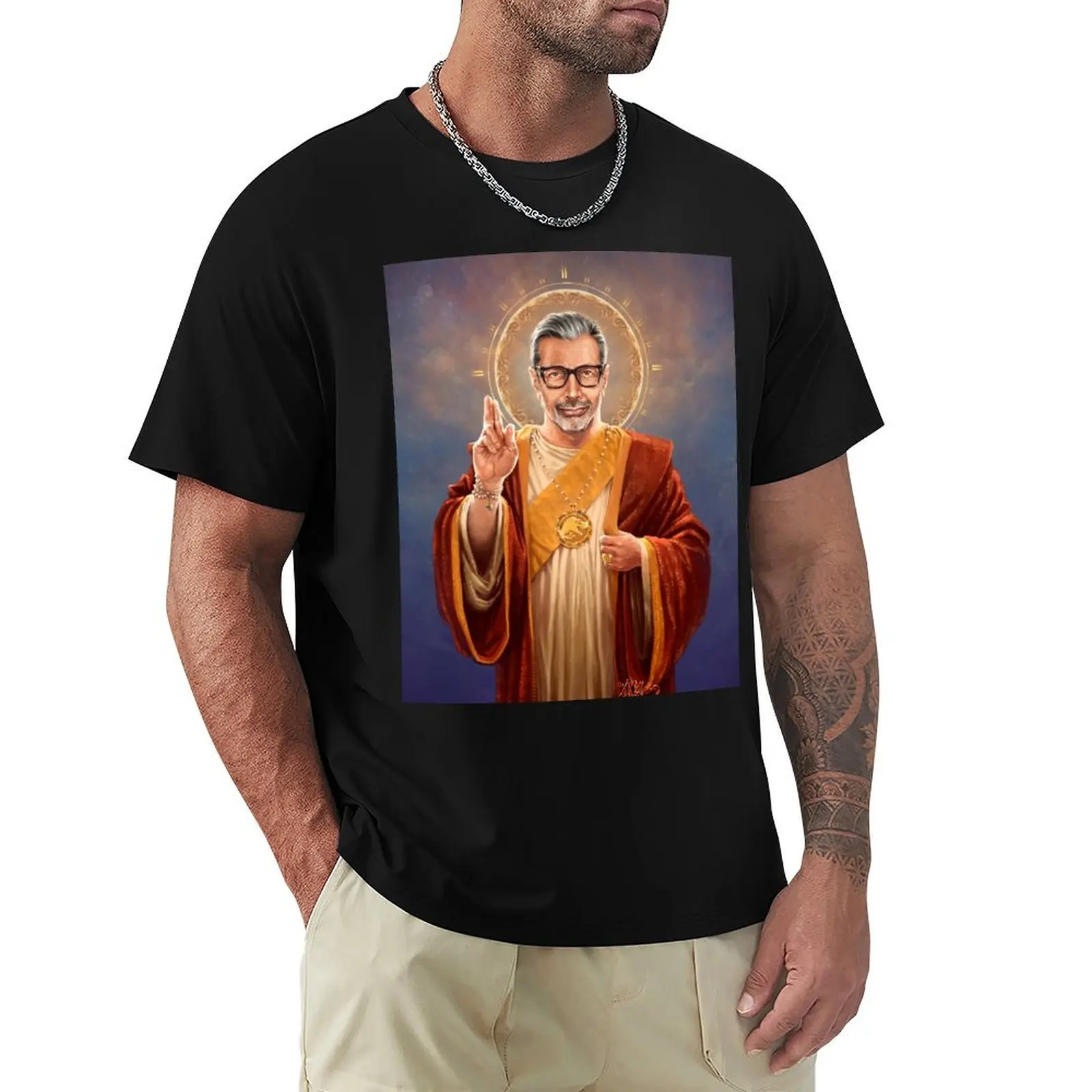 Saint Jeff of Goldblum - Jeff Goldblum Original Religious Painting T-Shirt cheap stuff designer shirts t shirts for men cotton