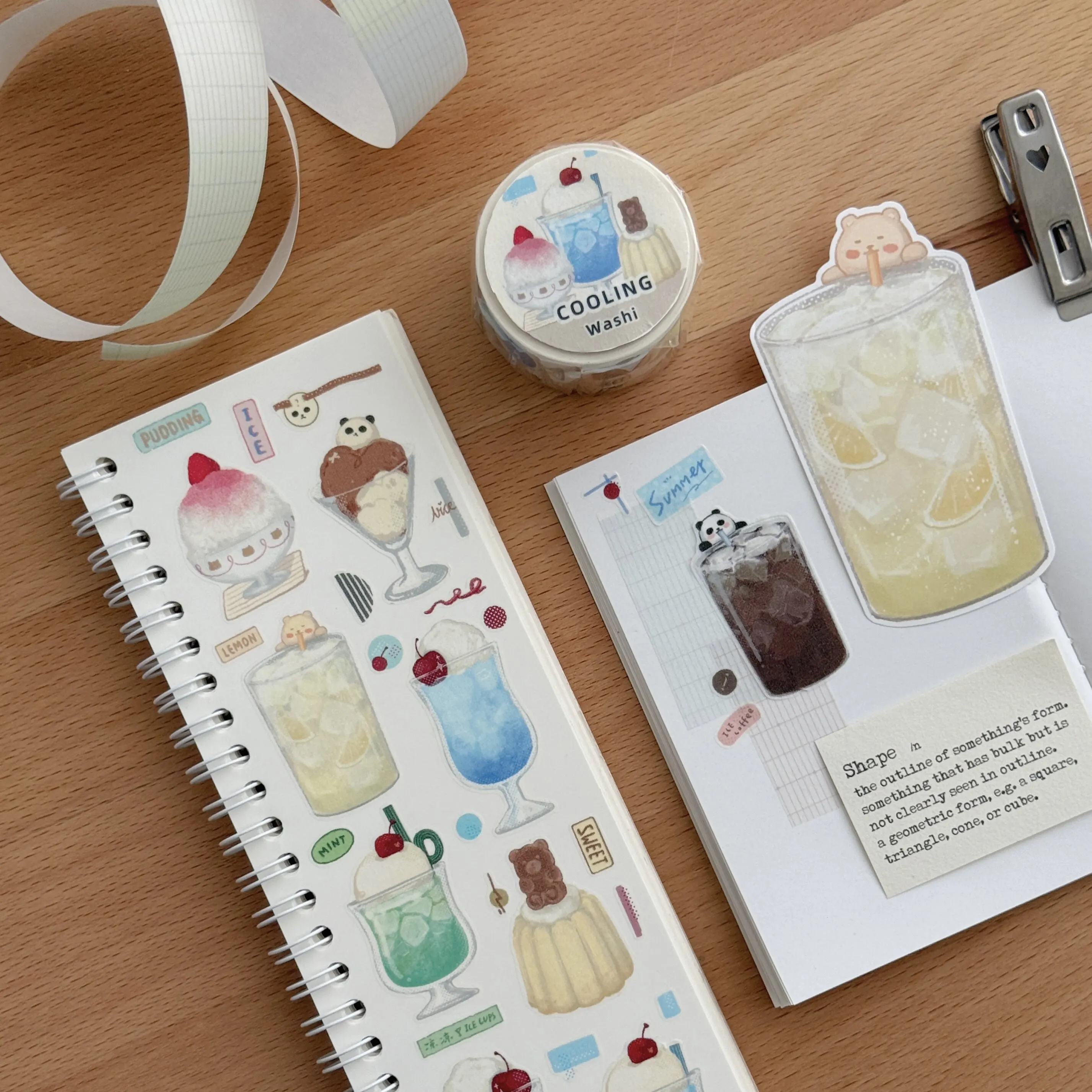 EverEin Studio Vintage Cooling Pudding Summer Drinks Panda Washi Tape DIY Card Making Scrapbooking Plan Decorative Sticker
