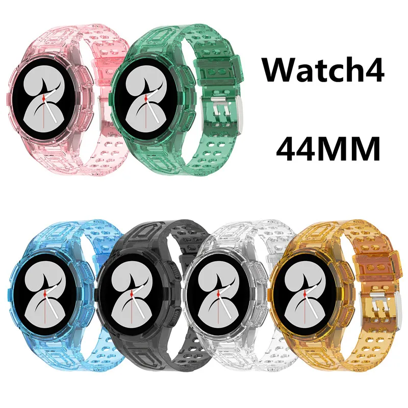 Ins Summer Clear All-in-One cassa dell'orologio cinturino dell'orologio per Samsung Galaxy Watch4 40mm 44mm 46mm cassa dell'orologio di ricambio intelligente