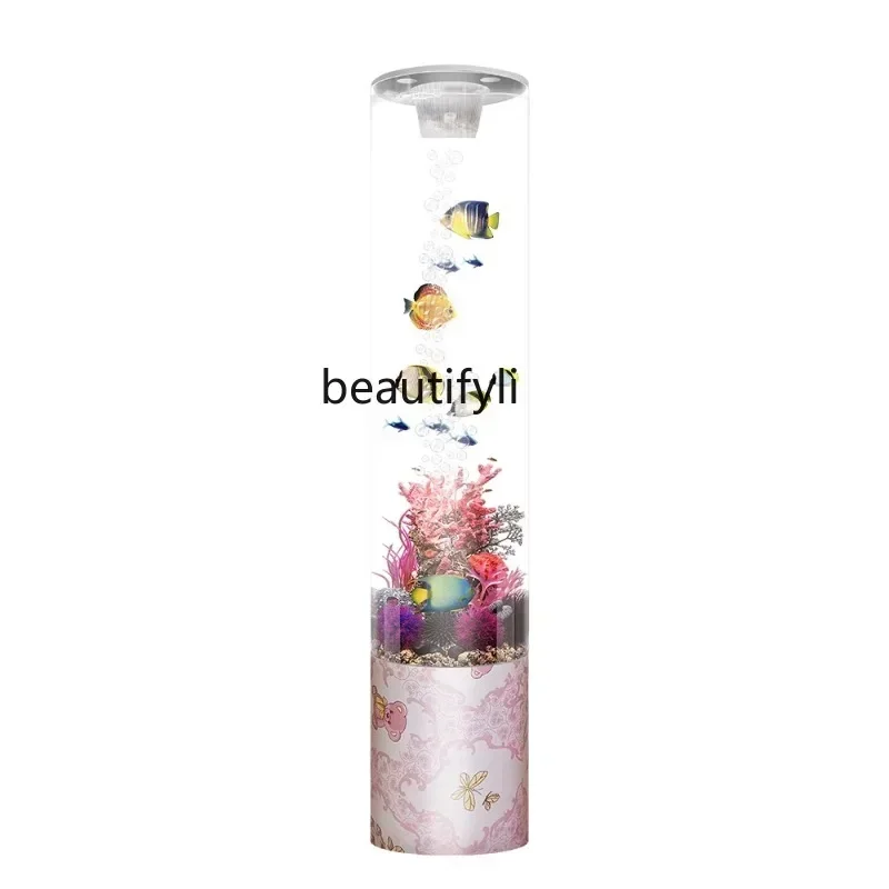 Acrylic Cylindrical Vertical Fish Globe Change Water Installation-Free Energy-Saving Ductless Living Room Aquarium