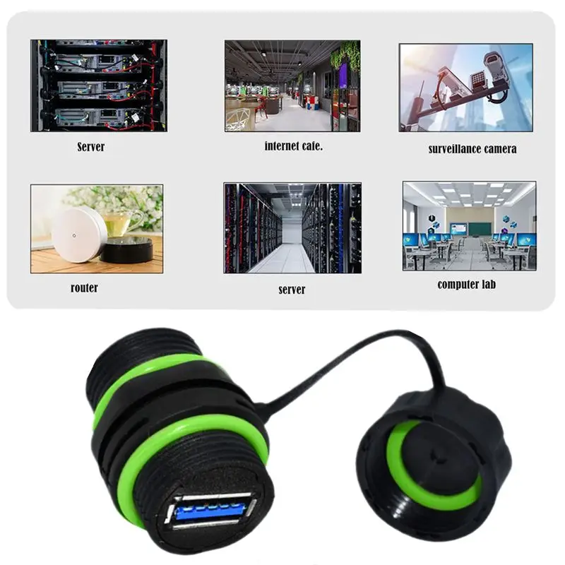 5Gbps Industrial Grade USB3.0 Female to Female Panel Installation Coupler IP68 Outdoor Waterproof USB Direct Adapter