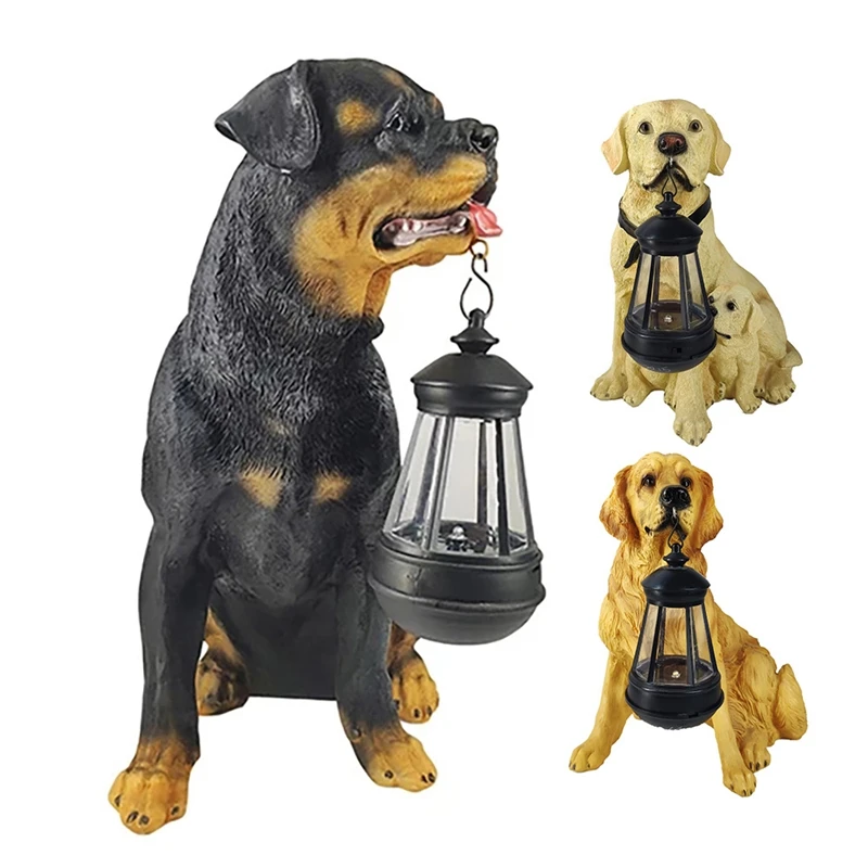 1 ชิ้น LED Light รูปปั้นสุนัขพลังงานแสงอาทิตย์สุนัขโคมไฟประติมากรรมเรซิ่นหัตถกรรมเครื่องประดับสําหรับ Home Porch Decor Garden