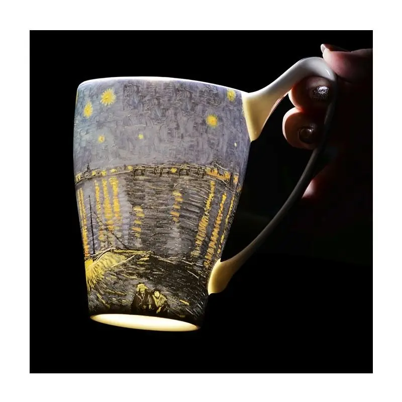 European Van Gogh Retro Water Glass Couple Mug Large Capacity Creative Coffee Cup Art Gift Cup Beer Steins