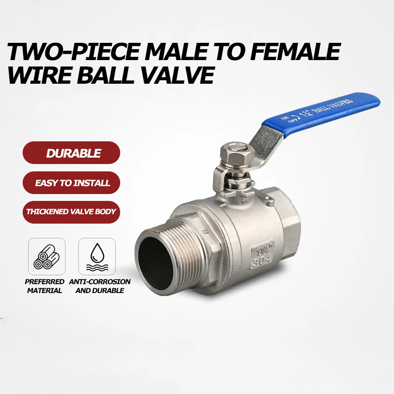 304 Stainless Steel Two Piece Ball Valve 1/4 3/8 1/2