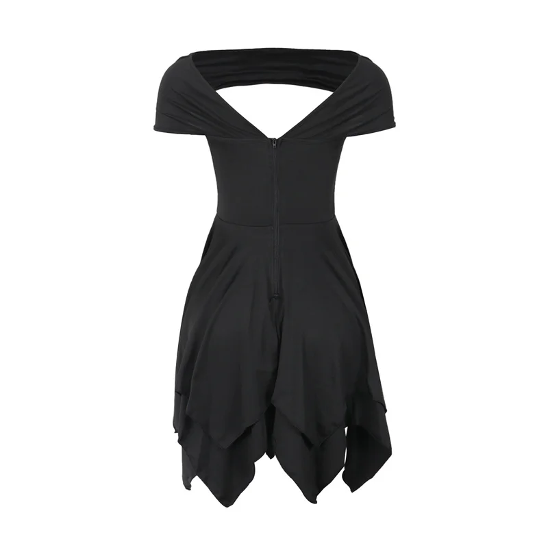 Slergiri feminino sexy recorte sem costas elástico vestido curto 2025 verão elegante ol festa assimétrico em camadas bainha vestidos