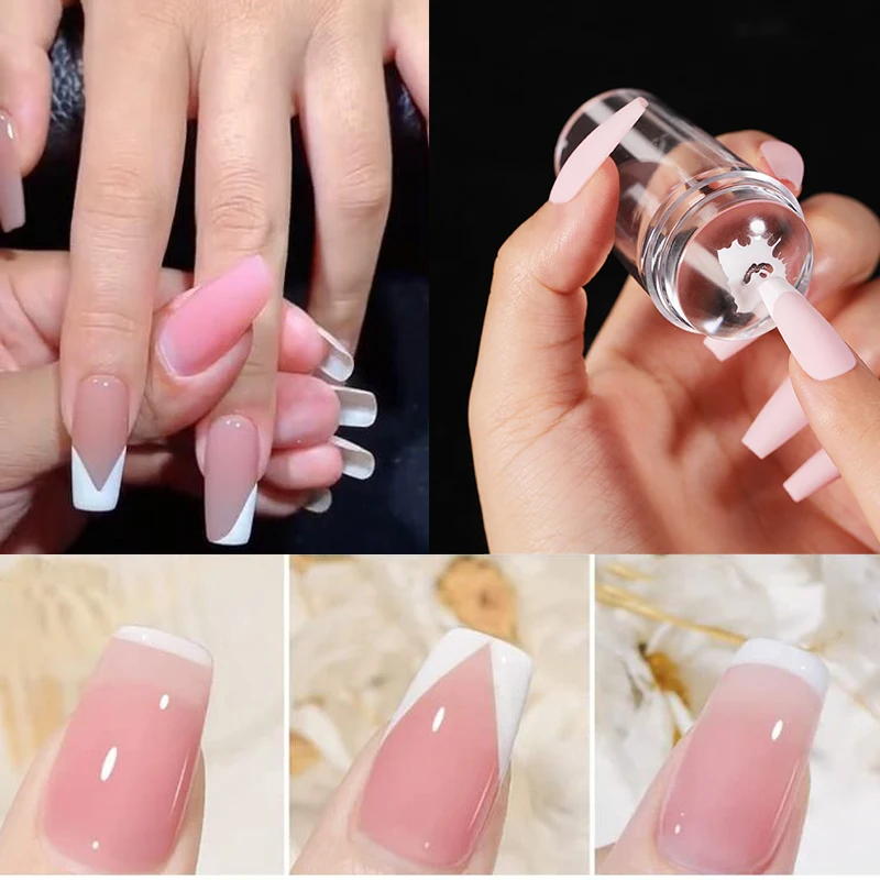 Transparent Silicone Nail Art Stamping Kit Stamper French Clear Jelly Design For Manicure Plate Stamp Polish Stamper Scraper Too