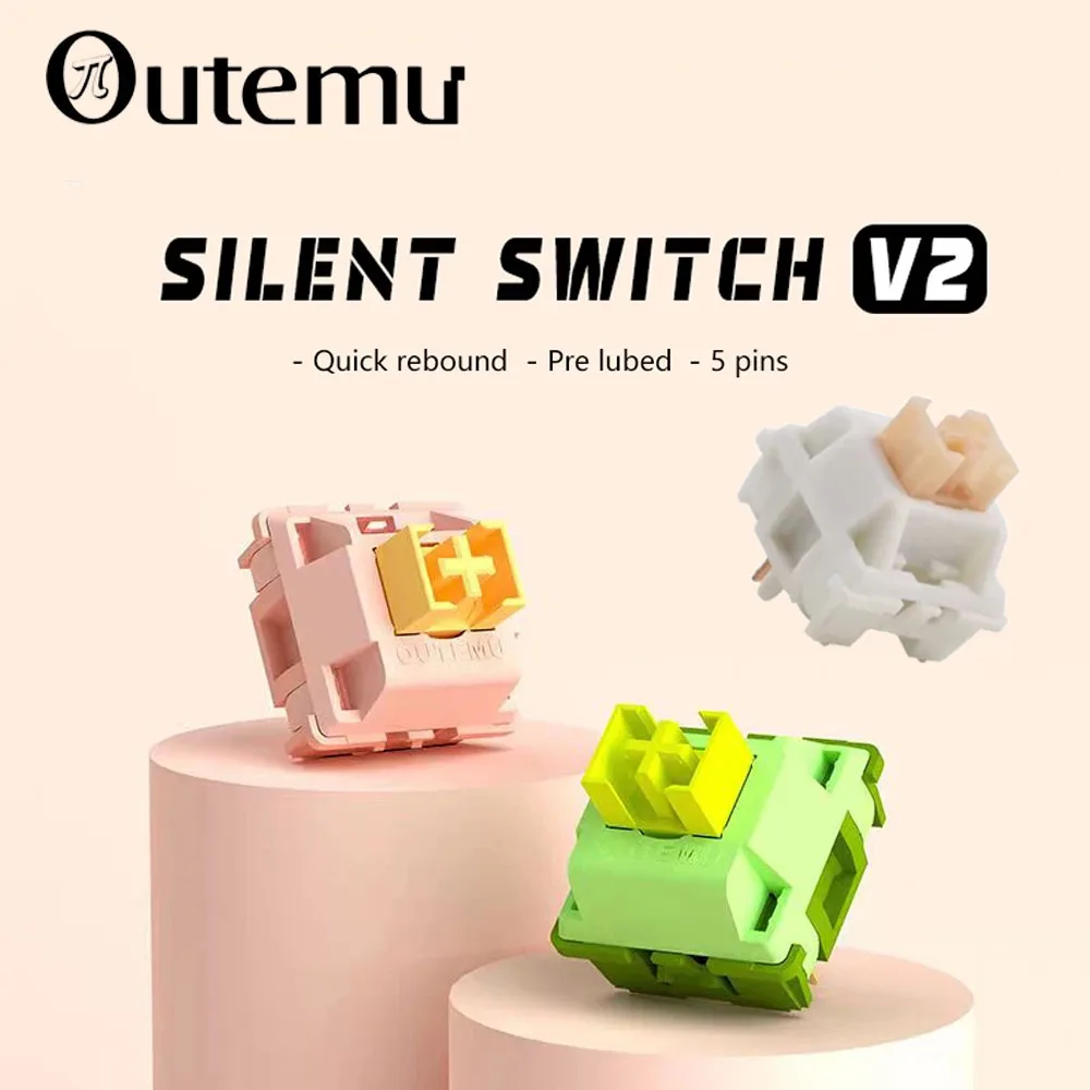 Outemu Silent Peach V2 Switch Lubed Silent Lemon V2 Switches Mechanical Keyboard Linear Tactile 5Pin Paragraph Axis Hot swap DIY 