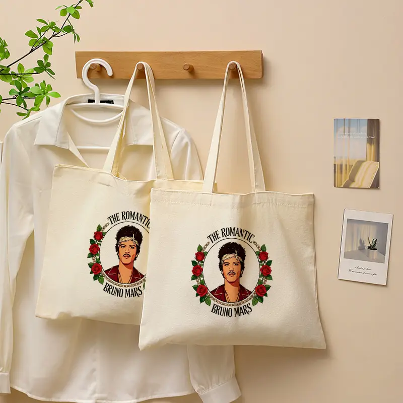Bruno Mars World Tour Canvas Tote Bag Large Capacity Multifunctional Shoulder Bag Fashion Men and Women Shopping Bags Fan Gifts