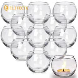 10/20Pcs 5cm Clear Glass Tea Light Candle Holder Ball Shape Candlestick Wedding Party Bar KTV Home Church Bauble Decoration