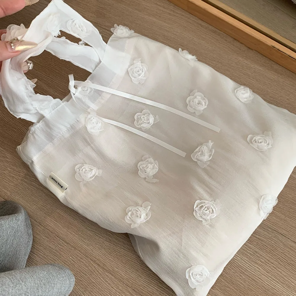 

Hollow Out Embroidery Lace Shoulder Bag Embroidered Lightweight Flower Tote Bag Bohemian Large Capacity Women's Weave Handbag
