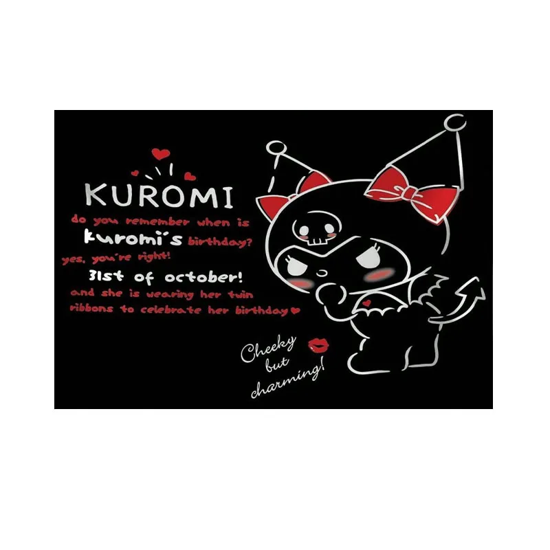 سانريو Charcats الكرتون Kuromi المطبوعة نسيج أبيض وأسود نسيج فتاة غرفة الجدار الشنق الديكور هدية تزيين المنزل
