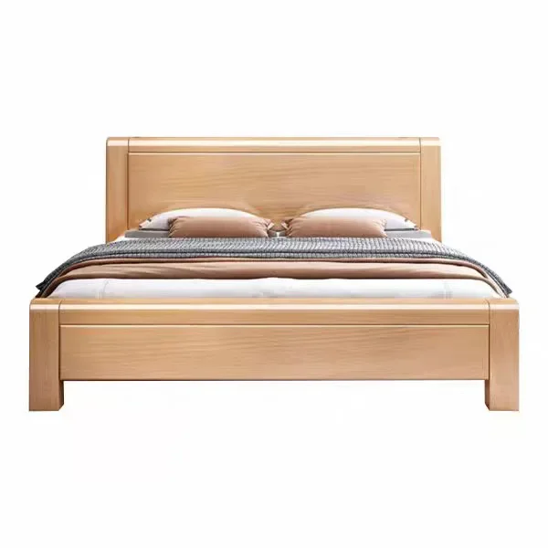 سرير سميك، خشب زان، سرير من الخشب الصلب، بسيط، حديث، غرفة نوم رئيسية، مزدوج