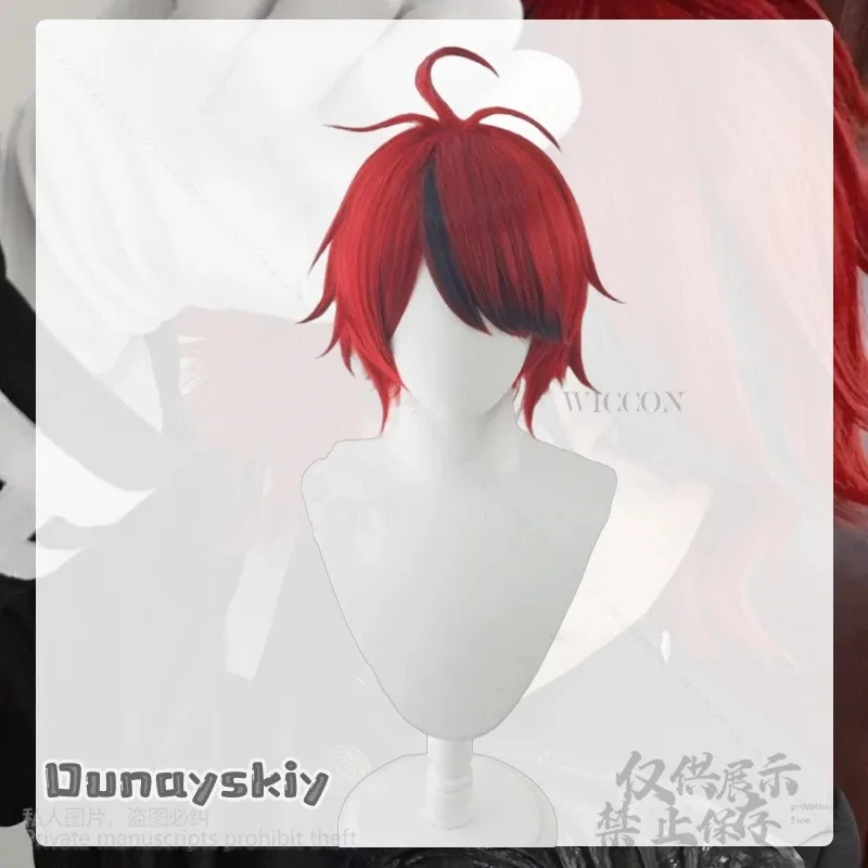 2025 11 المائة لعبة خط تأثيري سومينو تاكومي أنيمي شعر مستعار قصير أحمر للجنسين مقاومة للحرارة الشعر الاصطناعية حفلة الهالوين كوس