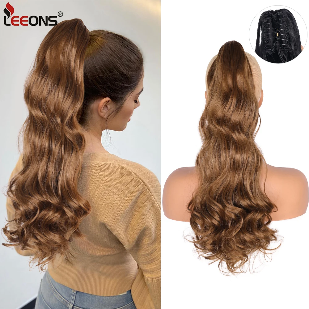 

NEW 24inch Long Curly Wavy Claw Clip On Ponytail Hair Extension Synthetic Ponytail Extension Hair For Women Pony Tail Hairpiece